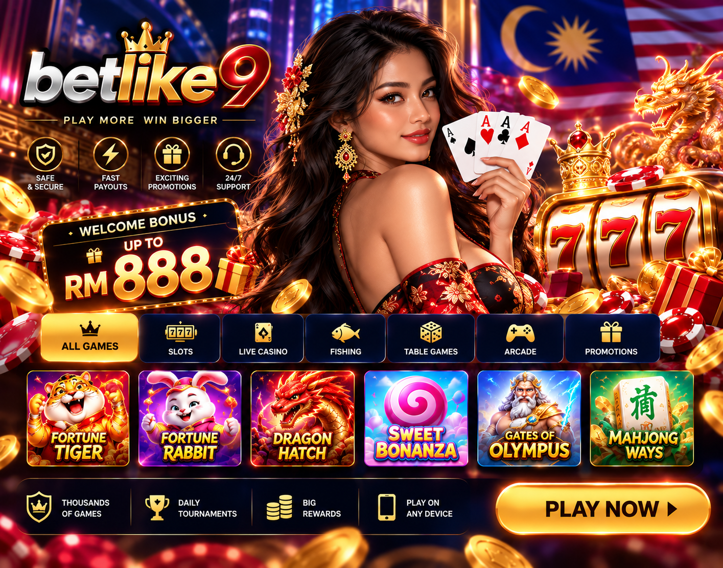 Betlike9 casino games and welcome bonus promotion